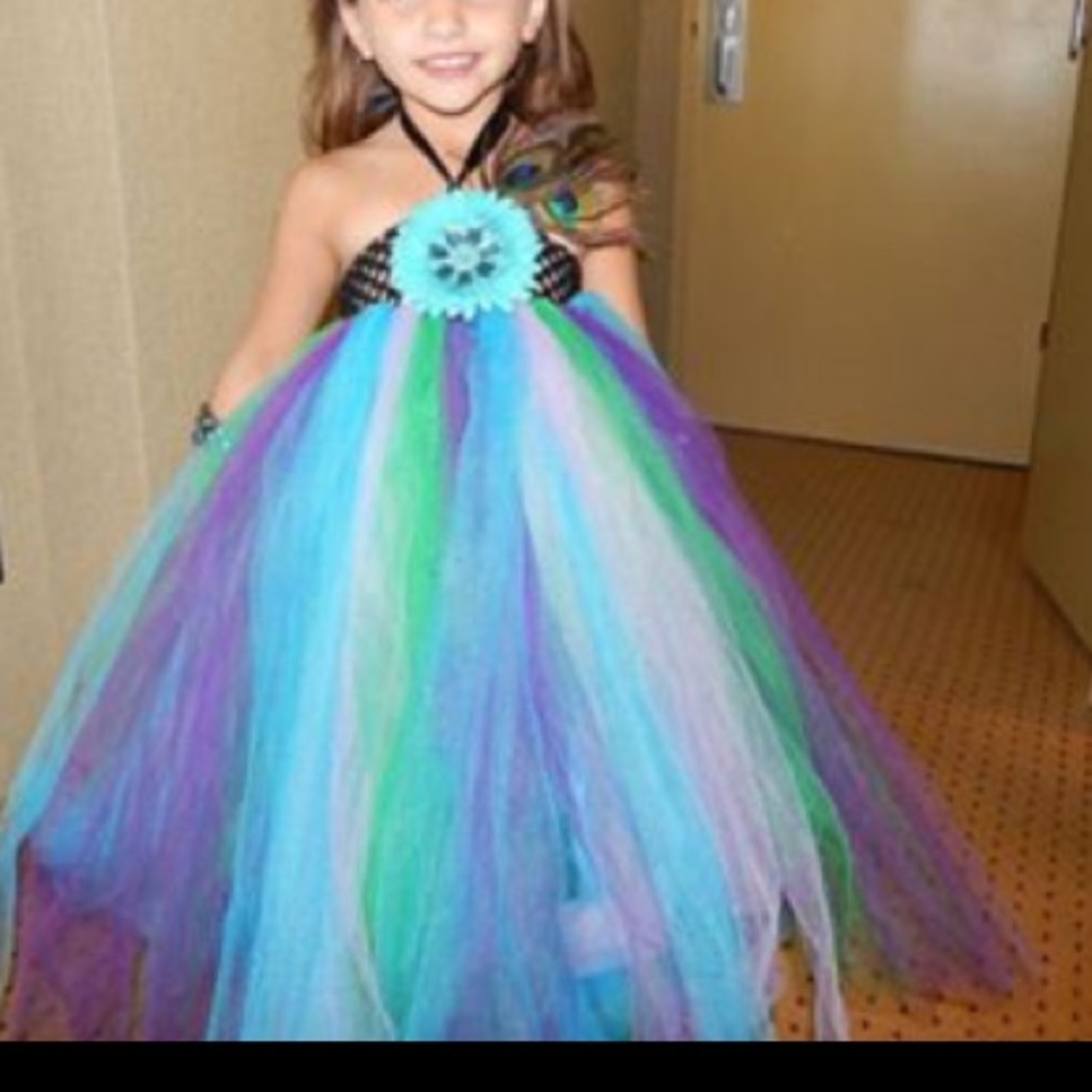 Girls peacock tulle dress